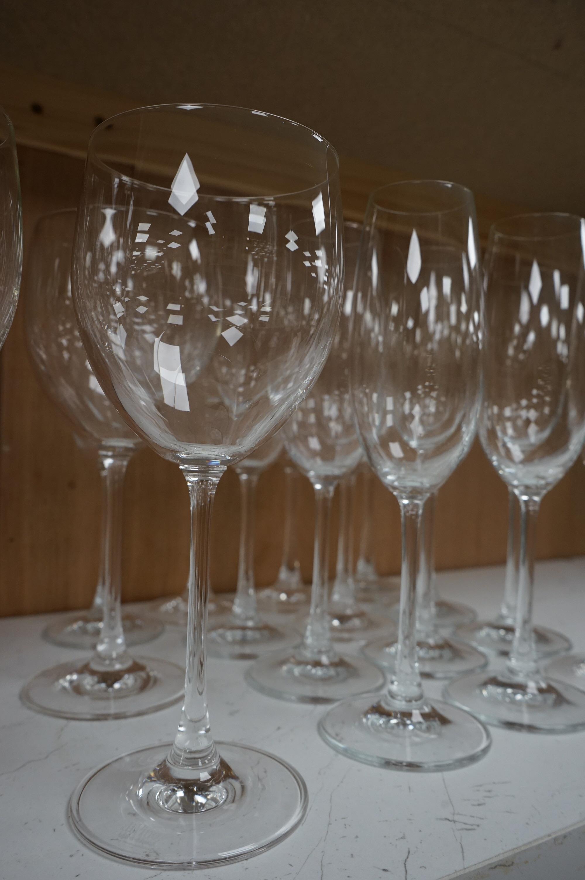 A part suite of Rosenthal di Vino wine and champagne glasses. (37), Tallest glass 25cm high. Condition - good